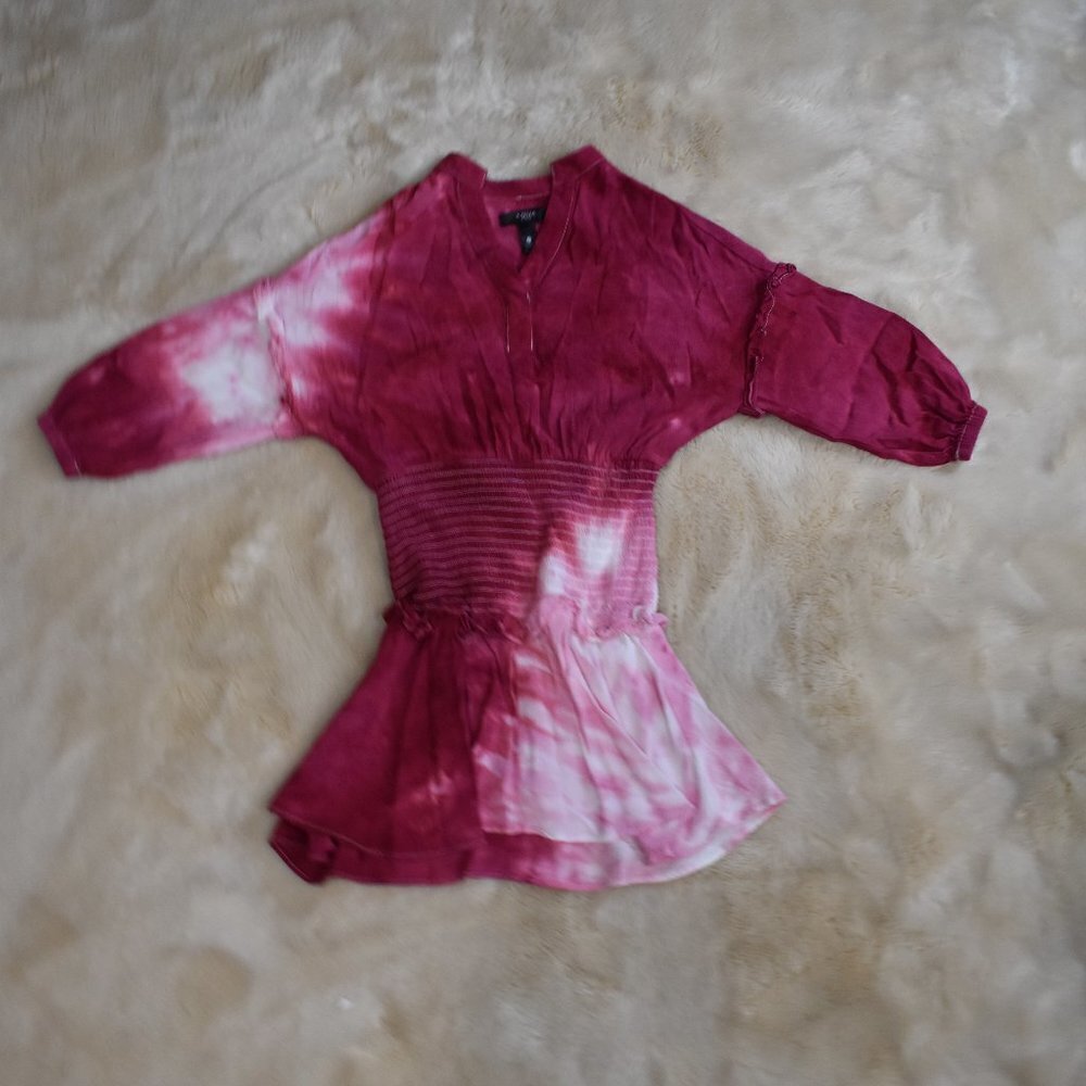 Girls Pink  Long Sleeve Dress Size Small Tie dyed Lightweight Stretch